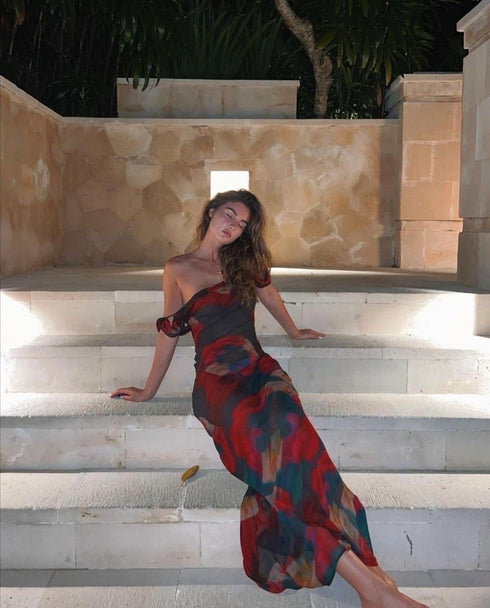 Mesh Floral Printed Sleeveless Dresses